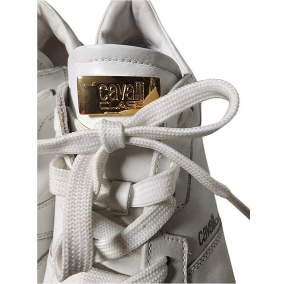 Cavalli Class by Roberto Cavelli Snakeskin Embossed Trim Leather Sneakers EU 46 - Picture 3 of 9